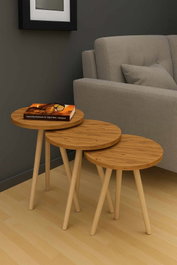 Hanah Home Set de Mesas Apilables Peka-152 - Pino